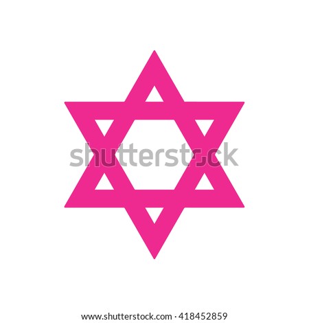 Pink star of David vector icon