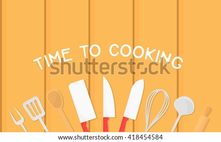 Vegetarian recipes and kitchenware banner with top view