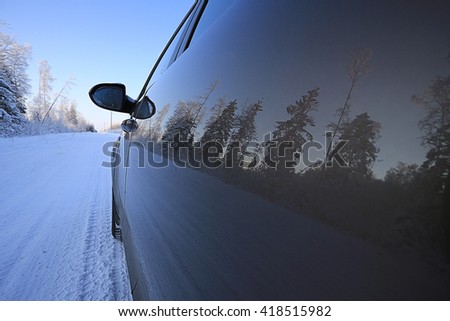 winter road trip in nature
