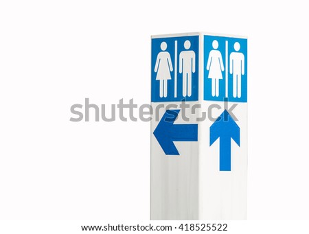 Sign of public toilet man and lady  isolated white background