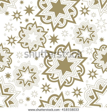 Seamless bright gold star background. Textile and wallpaper star background. Elements for your design. 