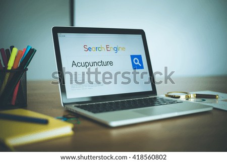 Search Engine Concept: Searching ACUPUNCTURE on Internet