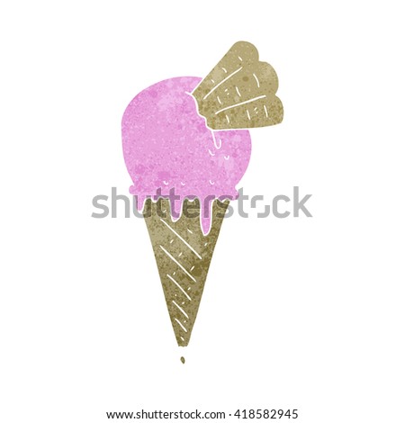 freehand retro cartoon ice cream cone