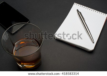a work environment on a black table