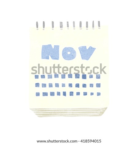 freehand retro cartoon calendar showing month of november