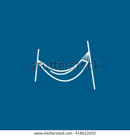Hammock line icon on blue background