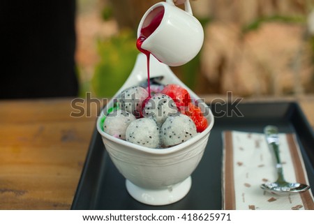 Ice Fruit  Bingsu, famous Korean ice-cream.