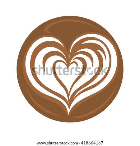 Heart Latte Art Coffee Logo, Icon, Symbol Design Royalty-Free Stock Photo #418664167