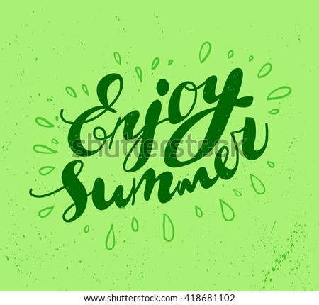 Hand drawn summer card. Lettering, text message isolated on white background. Hand written font, abc. Ink drawing. Summer grunge greeting. Summer greeting, advertising, card.