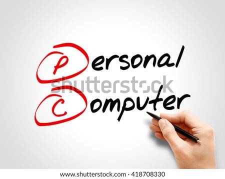 PC Personal Computer, acronym business concept
