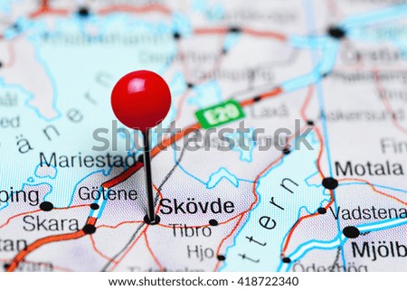 Skovde pinned on a map of Sweden
