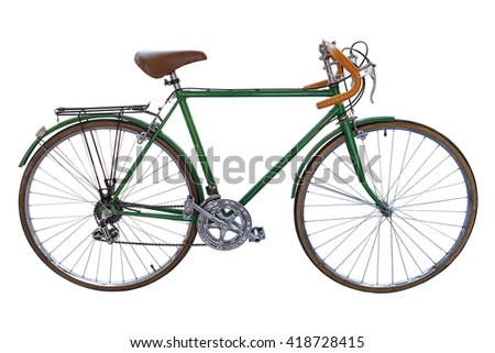vintage road bicycle isolated on white background with clipping path