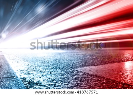Blurred car lights, long exposure photo of traffic  Royalty-Free Stock Photo #418767571