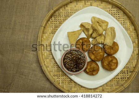 Fried Taro and Black Beans on bamboo wave