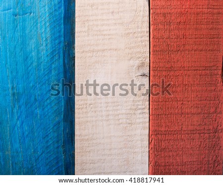 flag of France on wooden background