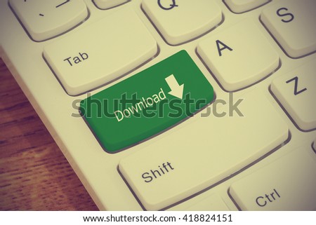 Computer keyboard button with Download text