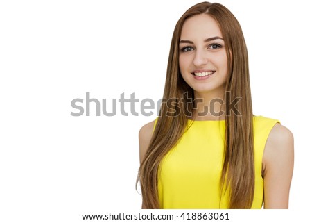 Portrait of beautiful woman in yellow dress