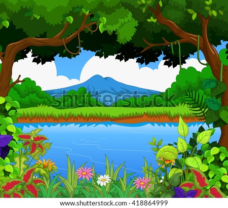 beauty lake with landscape view background
