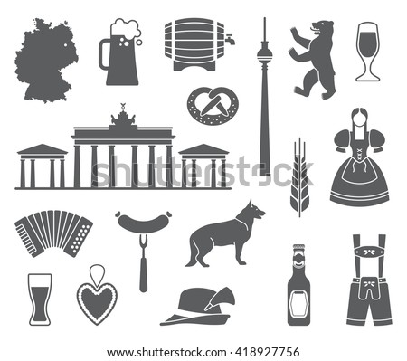 Traditional symbols of culture, architecture and cuisine of Germany