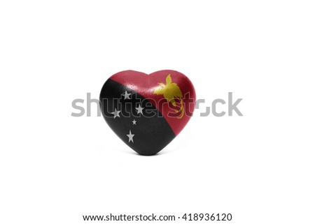 heart with national flag of Papua New Guinea on the white background