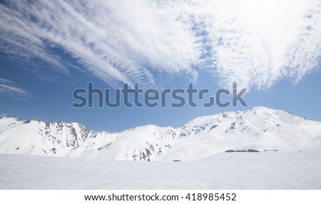 Snow mountain at Kurobe alpine in Japan