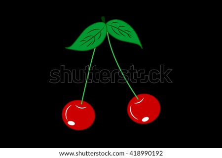 Cherry berry with leaves