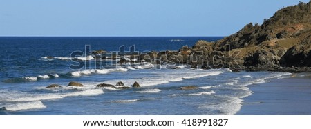 Waves and rocky coast. Scene in Port Macquarie, Australia.