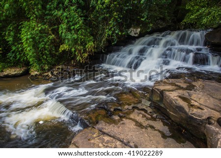 Waterfall, tropical forests of Thailand.
