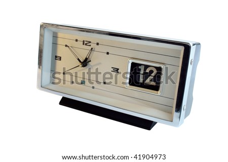 black retro alarm-clock on white background