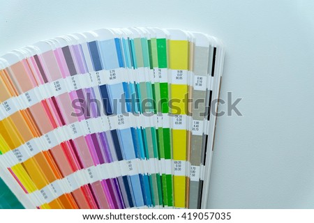Color palette guide on white background,Focus exclusively on