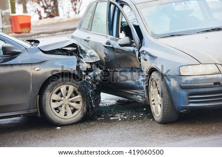Car crash accident on street Royalty-Free Stock Photo #419060500