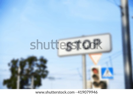   photographed close up road sign stop, defocus