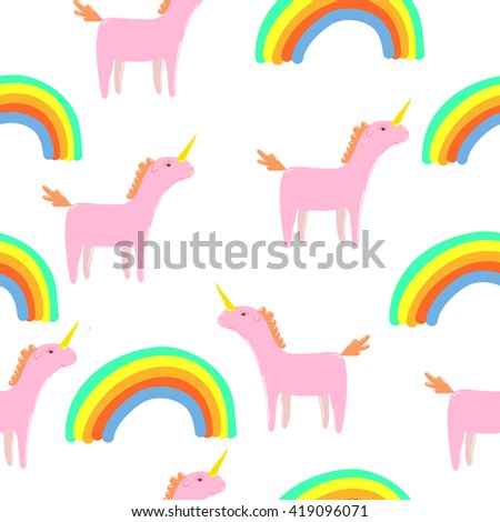 pattern of unicorns and rainbows