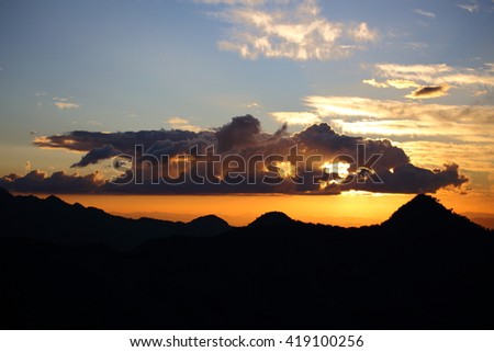 Sunset and mountain in Nan at Thailand