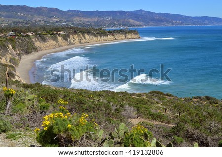  Scenic view from the top of Point Dume Natural Preserve, Malibu, CA Royalty-Free Stock Photo #419132806