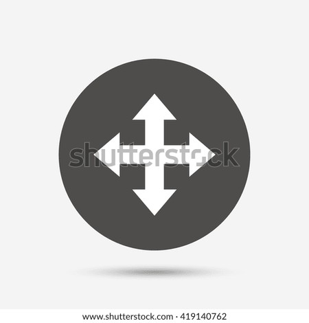 Fullscreen sign icon. Arrows symbol. Icon for App. Gray circle button with icon. Vector