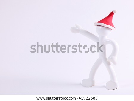 White icon of christmas man over white background. Space to insert text or design