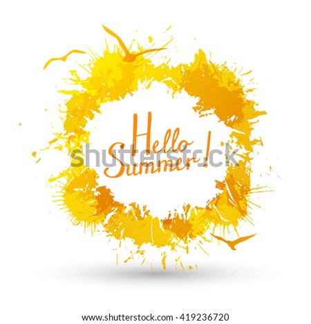 Summer background with paint splashes