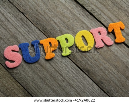 support word on wooden background