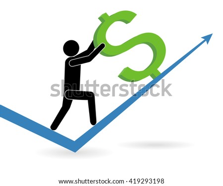 Dollar growth. Growth Chart with dollar sign. Exchange rate.