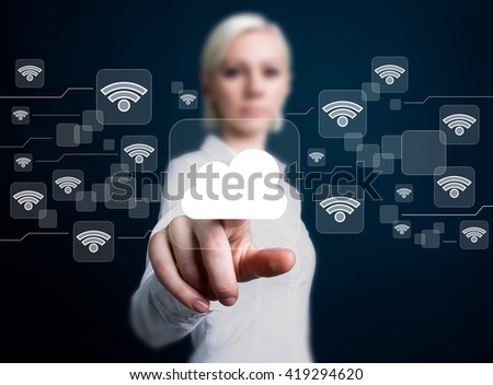Business button search cloud sign connection WiFi.