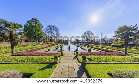 Beautiful landscape around Hyde Park, London, United Kingdom Royalty-Free Stock Photo #419352379