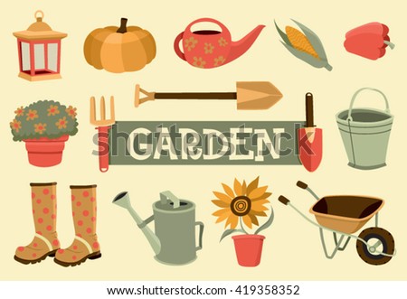 Garden set instruments,vector illustration