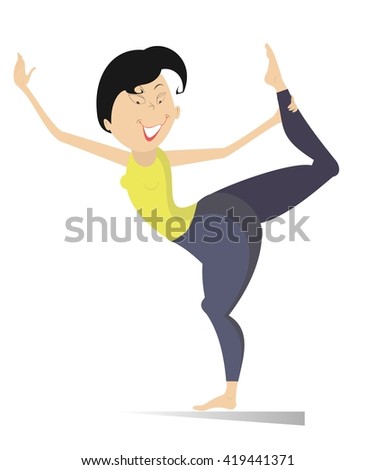 Fitness. Smiling woman do muscle stretching 
