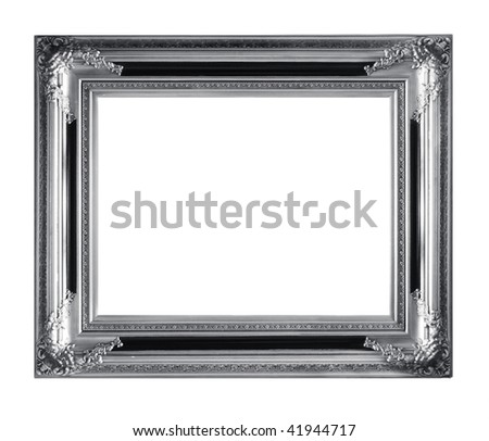Retro Revival Old Silver Frame. Vintage silver picture frame isolated on white.