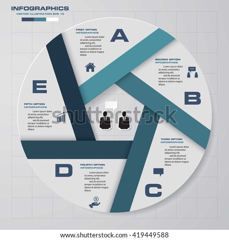 5 steps vector infographic circle. Template for graph, 6 steps, parts, options, stages business concept.