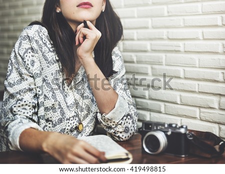 Woman Thinking Dreaming Concentration Project Concept Royalty-Free Stock Photo #419498815