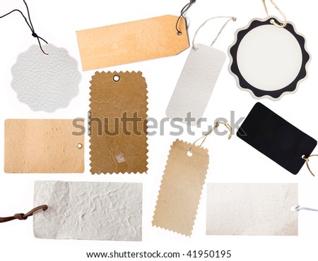 collection of various price tag or address labels