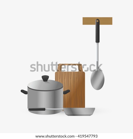 Kitchen design. Supplies icon. White background, vector illustration