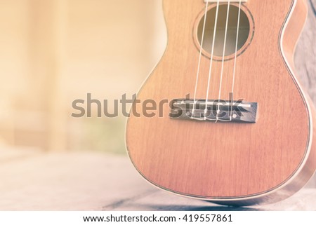 abstract portrait of a ukulele on bokeh background.